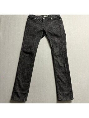 Andrew Charles Womens Snakeskin Print Jeans Size 28 Gray Black Stretch Skinny